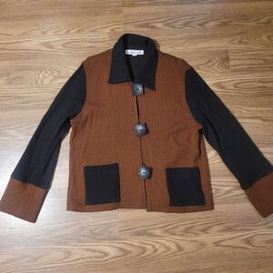 100% Wool Brown and Black Caroline Rose Jacket